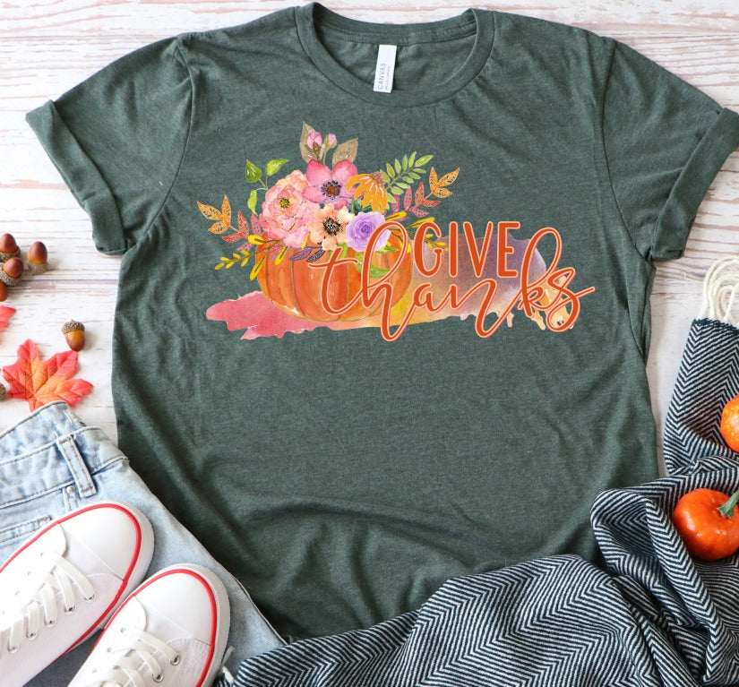 Give Thanks Watercolor Pumpkin