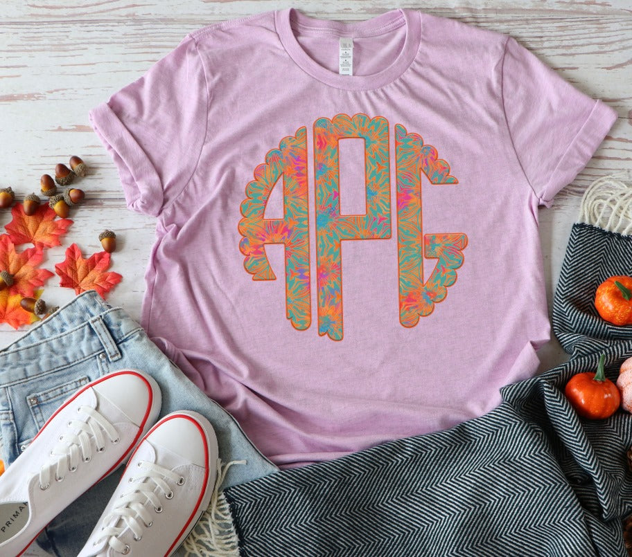 Fall Batik Scallop Monogram