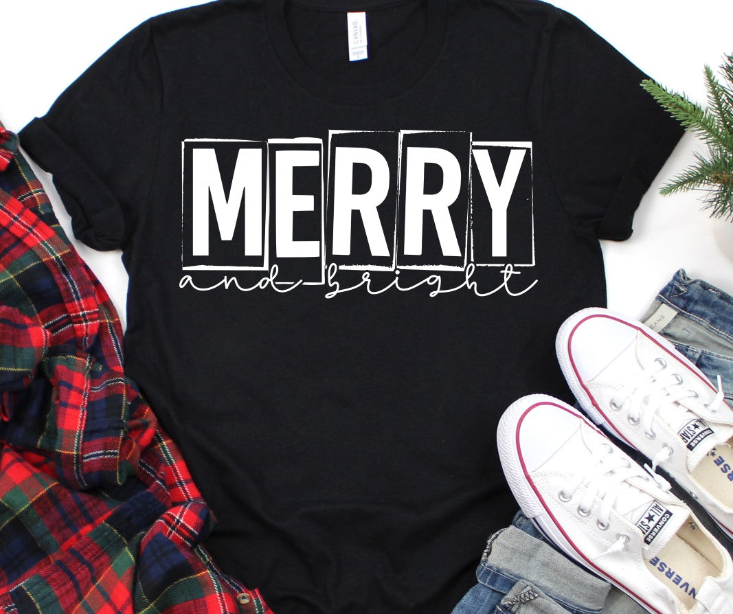 Merry and Bright word art