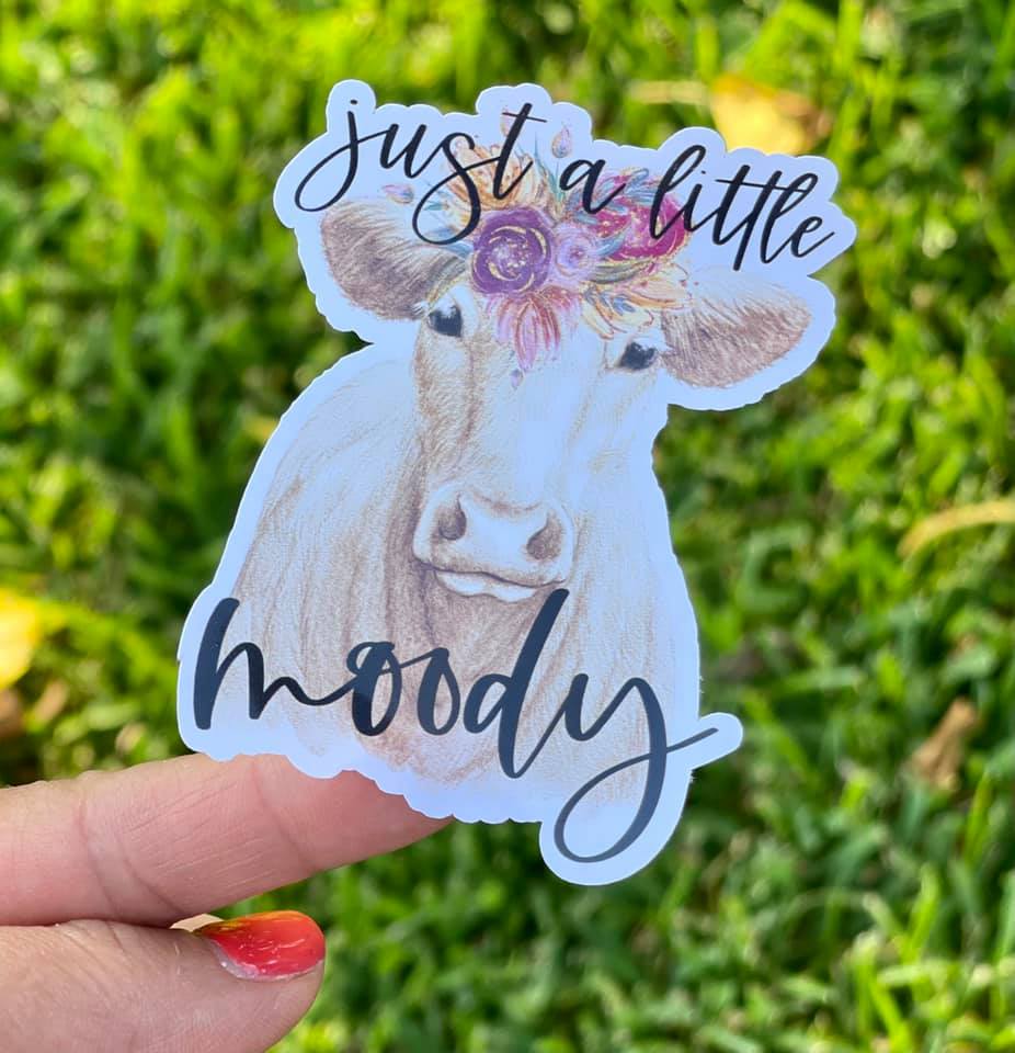 Just a Little Moody watercolor cow