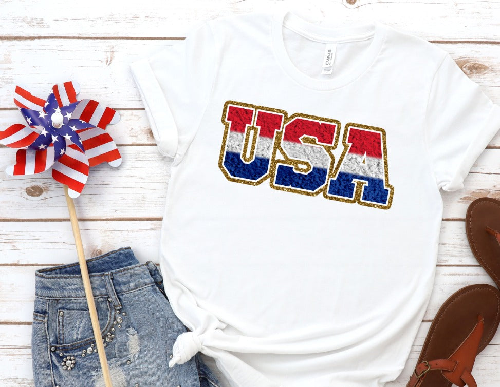 USA Chenille Word Art