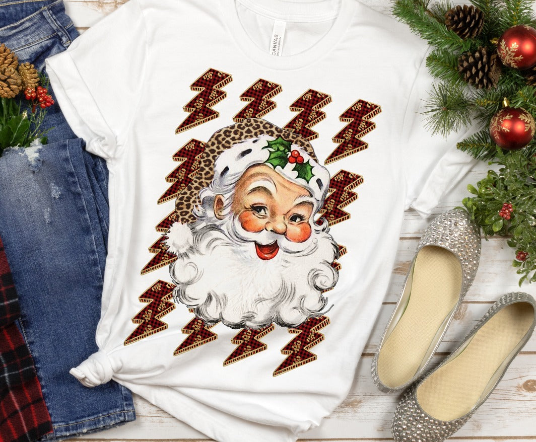 Vintage Santa on Lightning Bolts