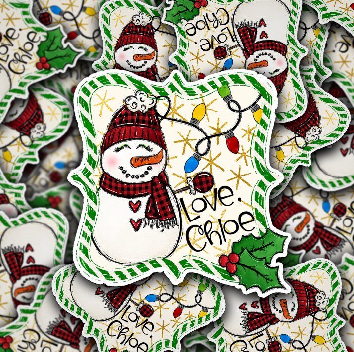 Snowperson Label Girl