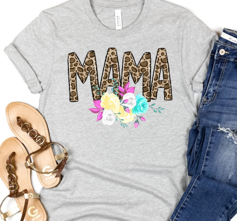 Leopard Mama with Neon Flowers