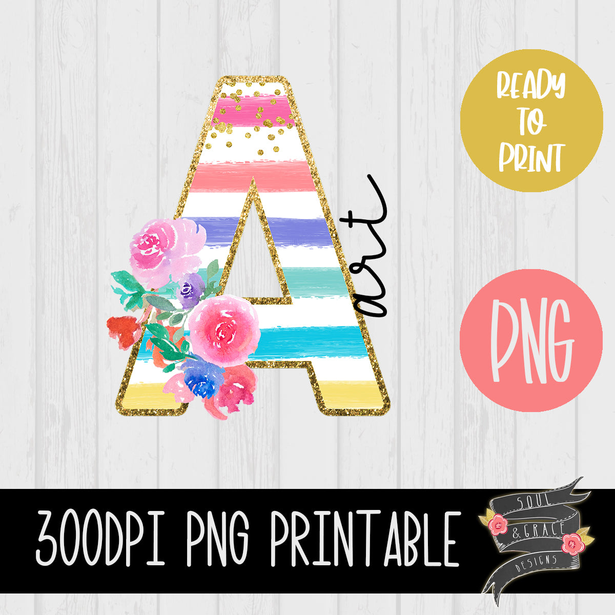 Art Teacher Striped Floral