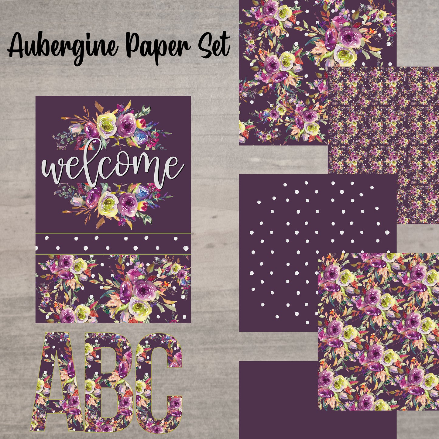 Aubergine Digital Paper Set