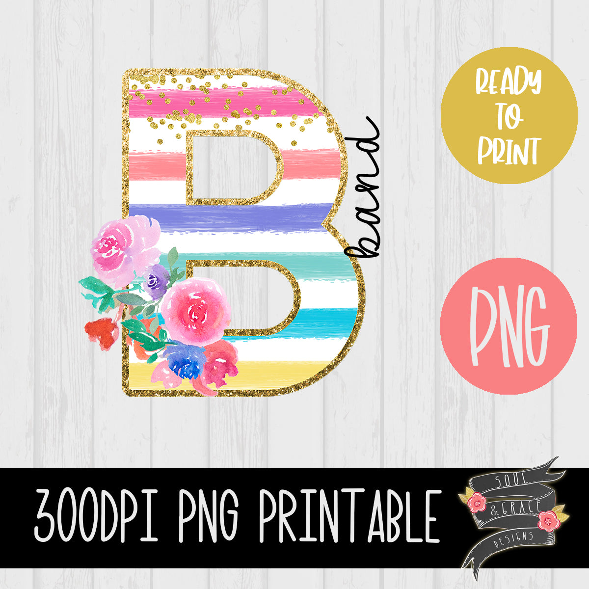 Band Teacher Striped Floral