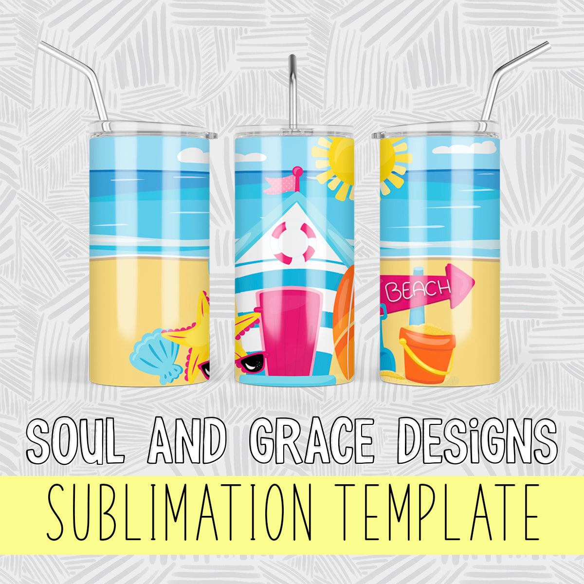 Bright Beach 16 oz Kids Tumbler Wrap