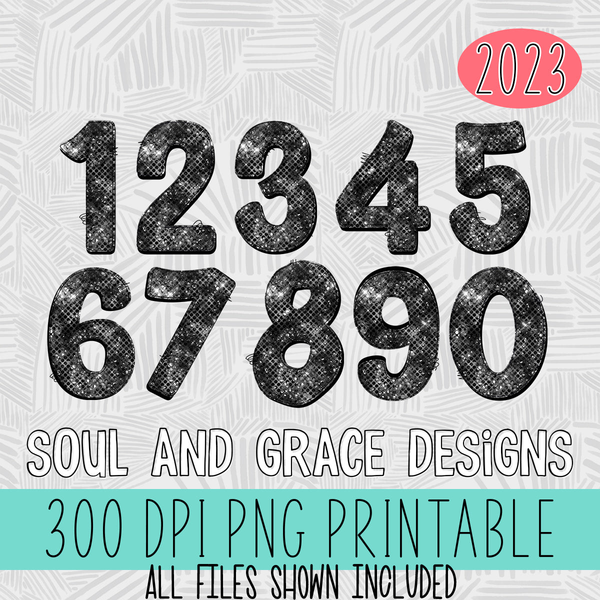 Black Sparkle Number Set
