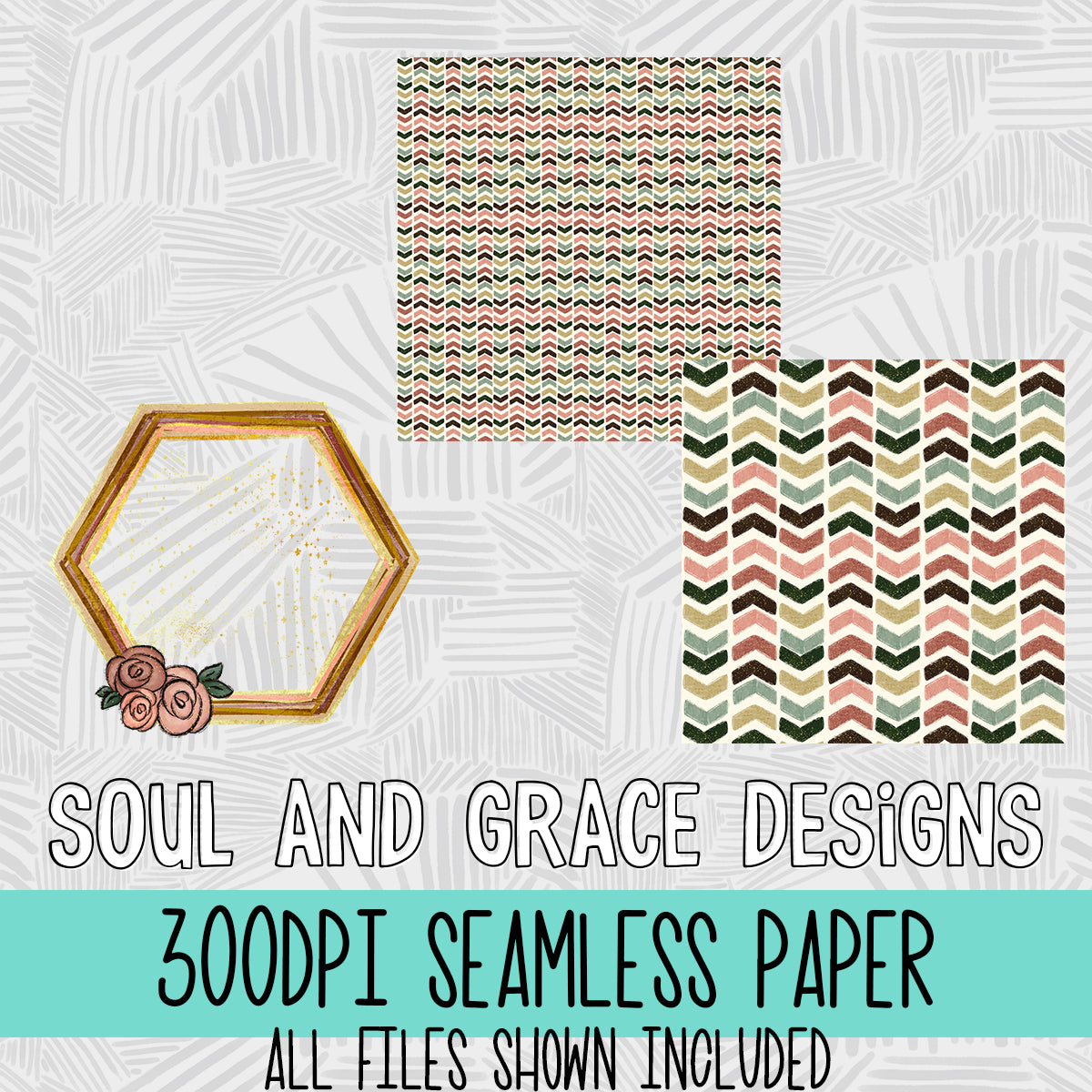 Boho Arrows Digital Paper and Monogram Frame/Background