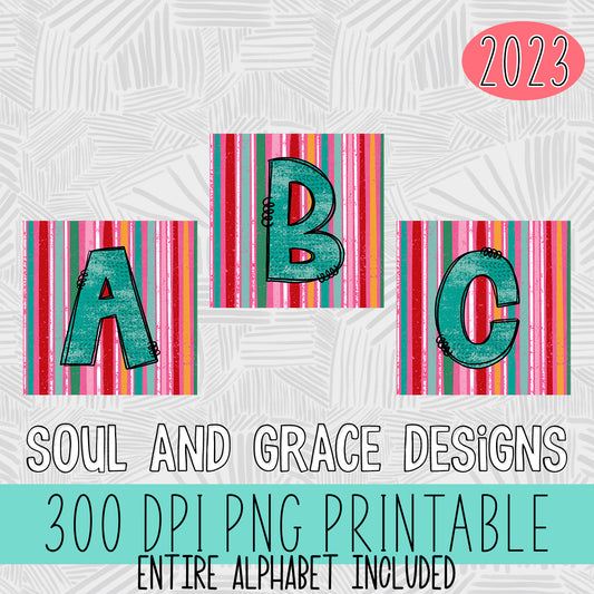 Bright Stripe SQUARE Alphabet