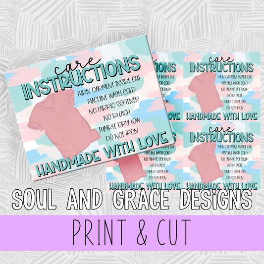 Tee Shirt Care Instructions Card [PDF PRINT AND CUT]
