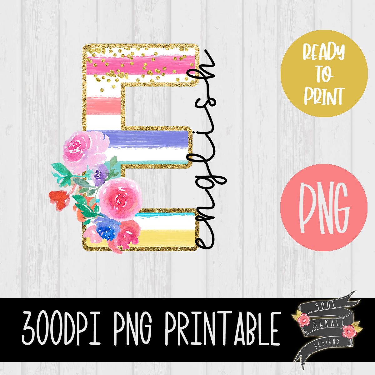 English Teacher Striped Floral