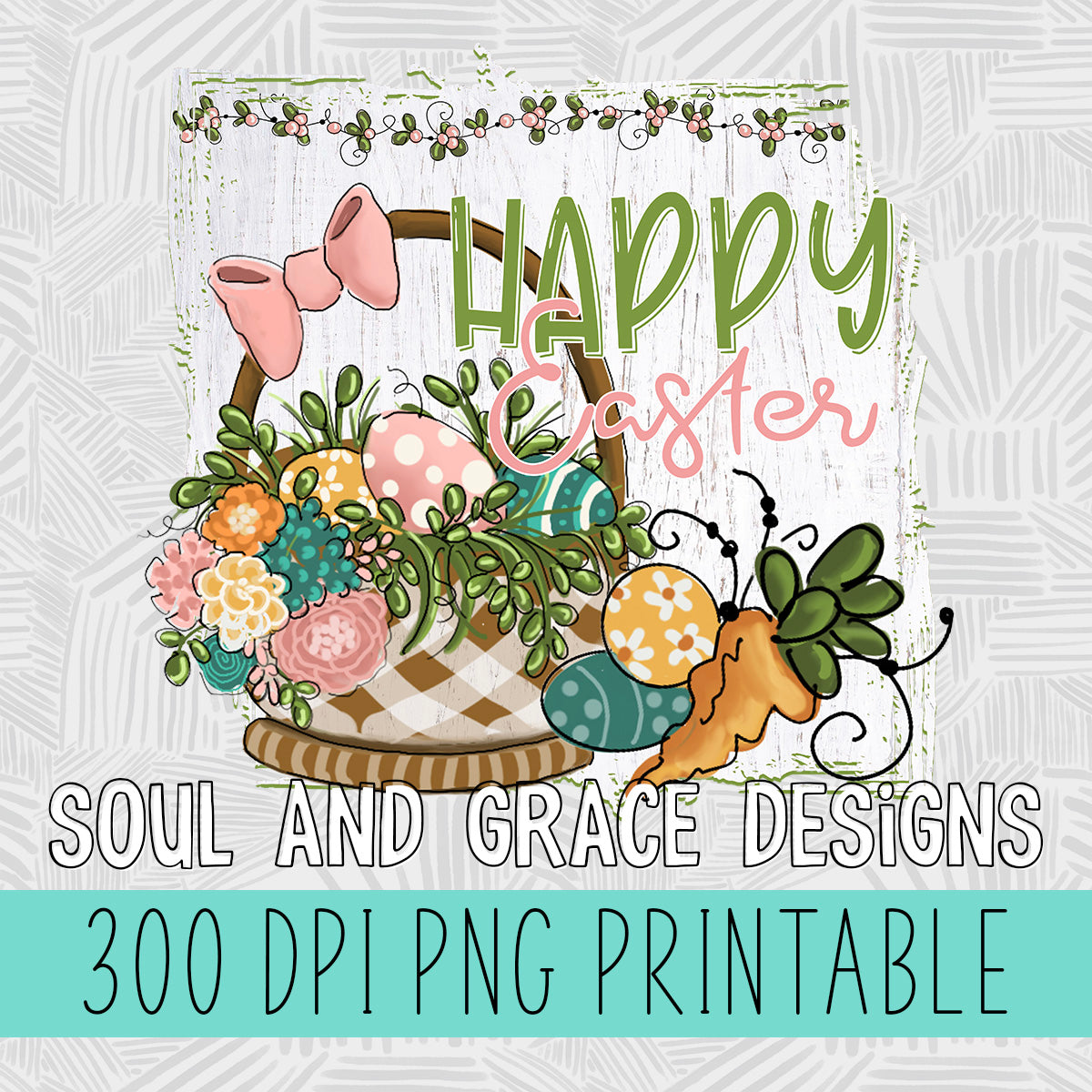 Happy Easter Rustic Easter Basket