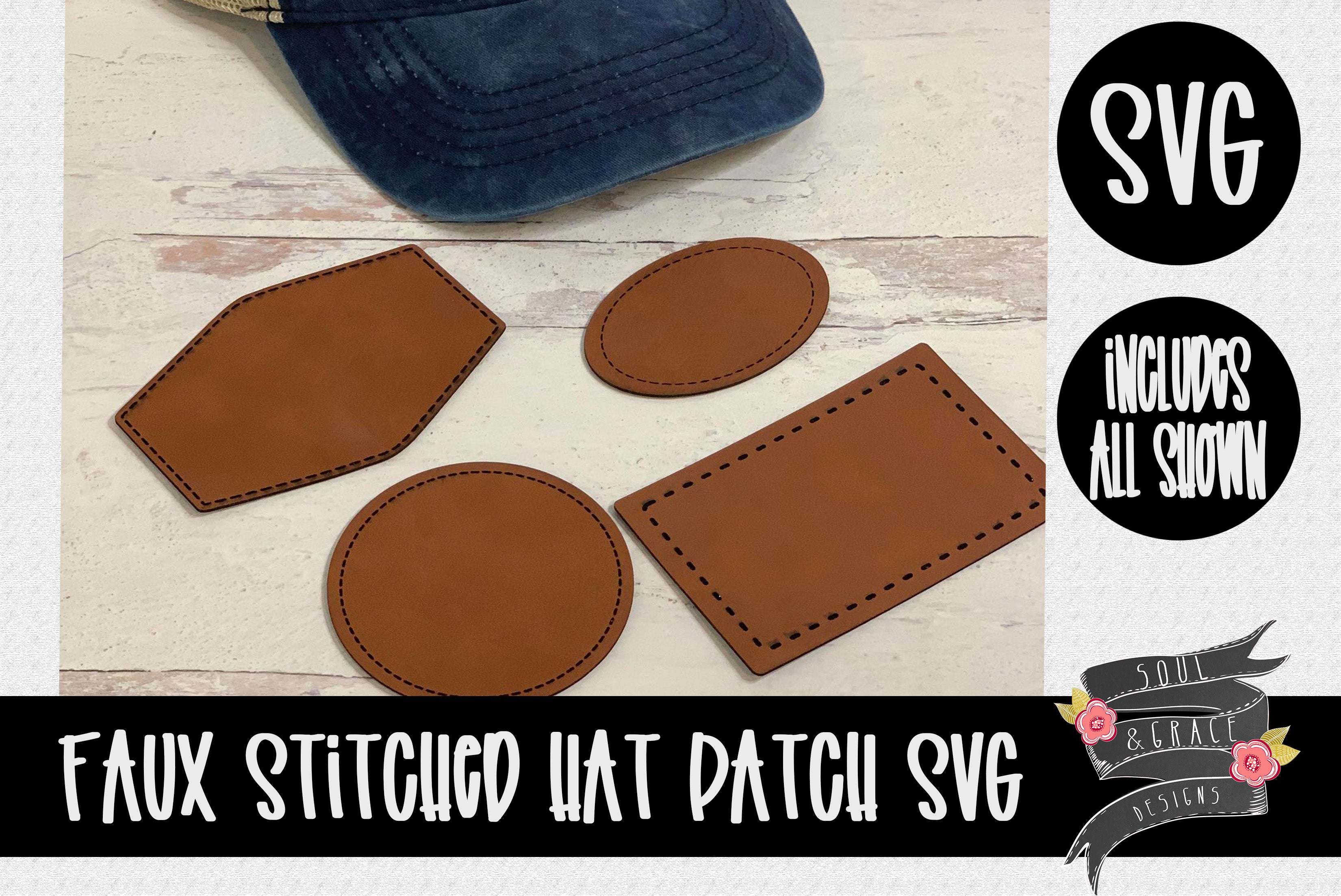 leather cutting shapes template Svg, leather Hat patch files