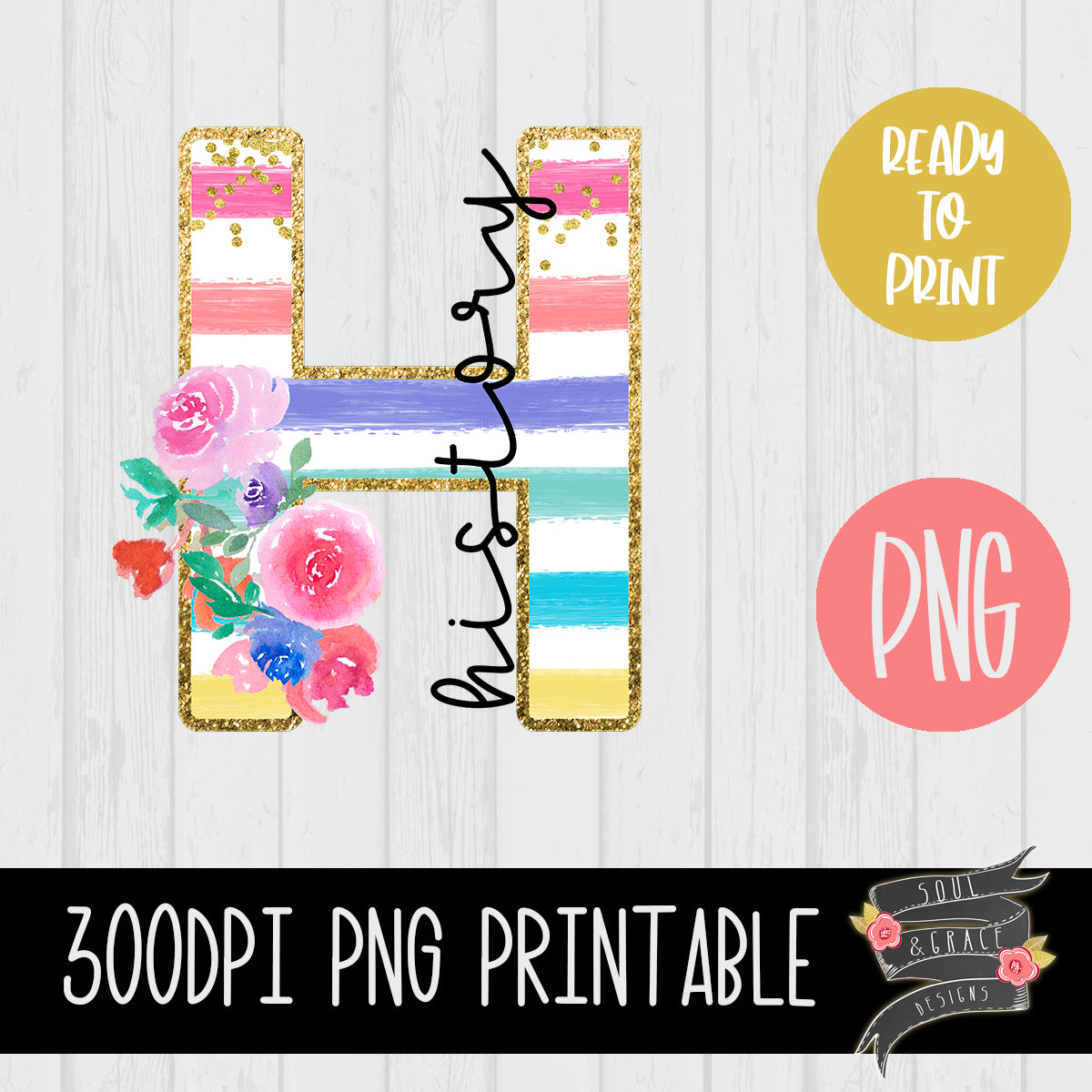 History Teacher Striped Floral