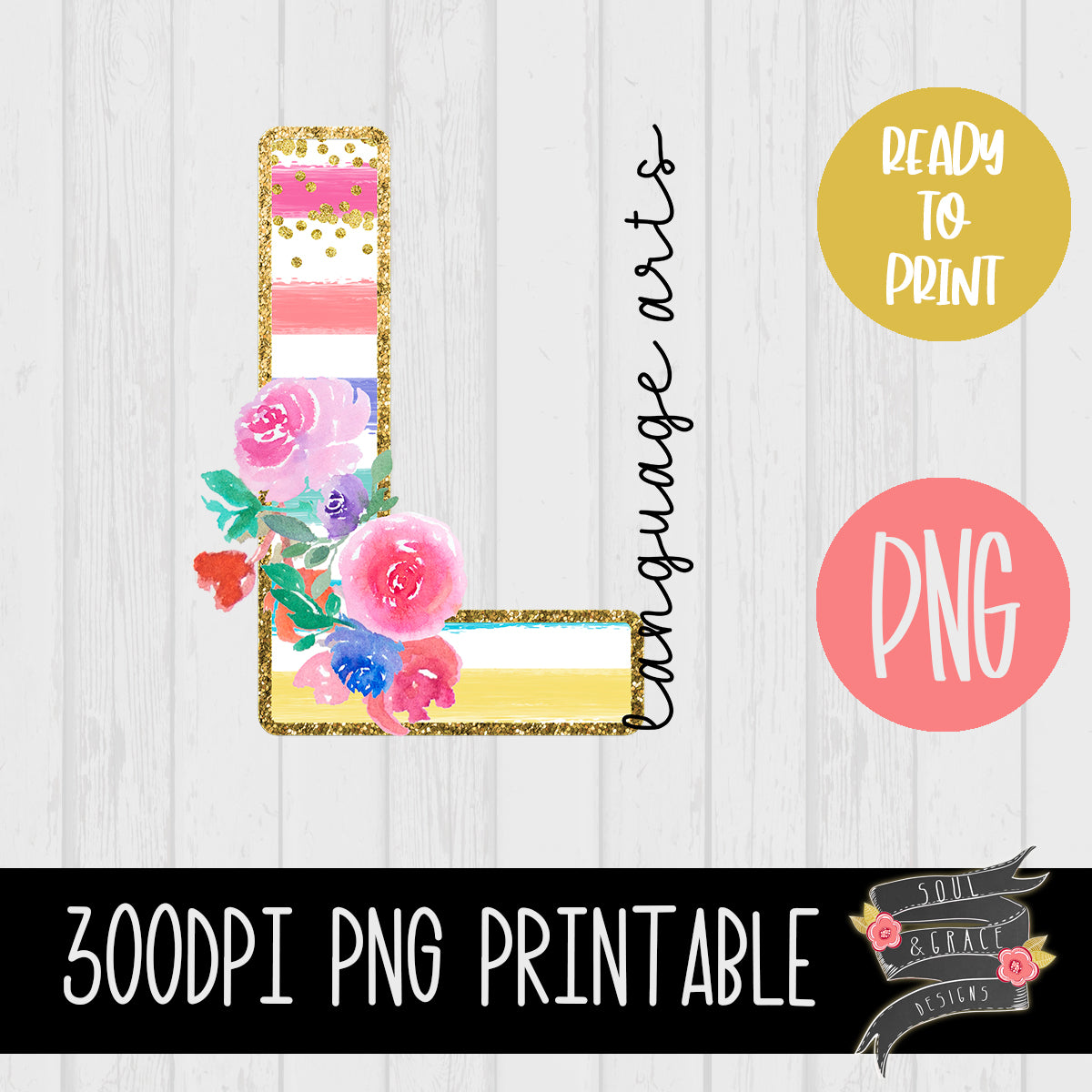 Language Arts Teacher Striped Floral