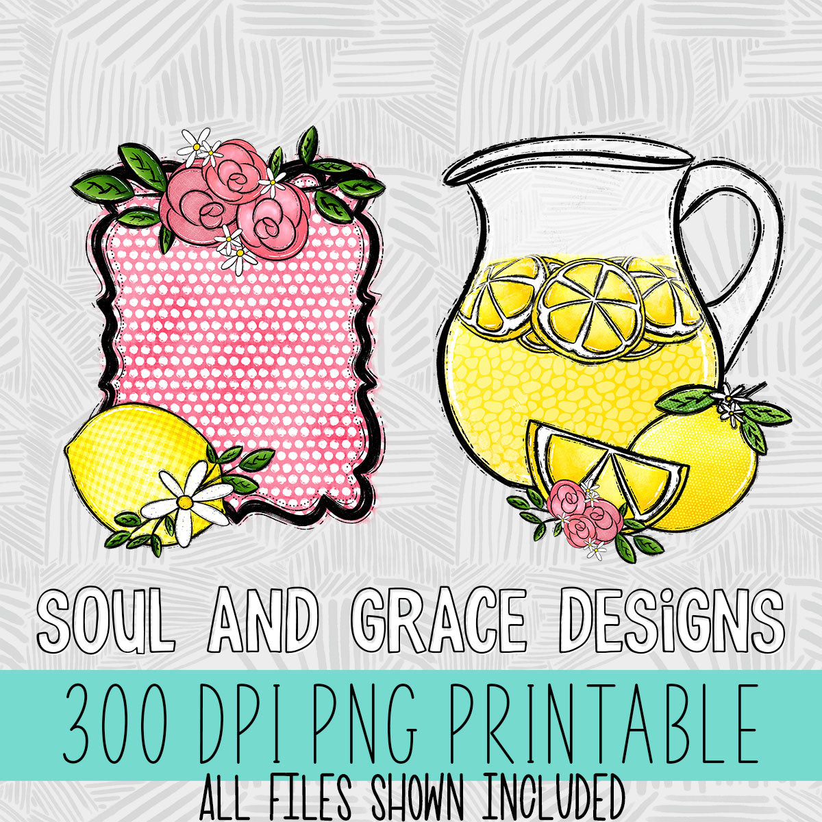 Lemon and Flowers Tea Towel Set