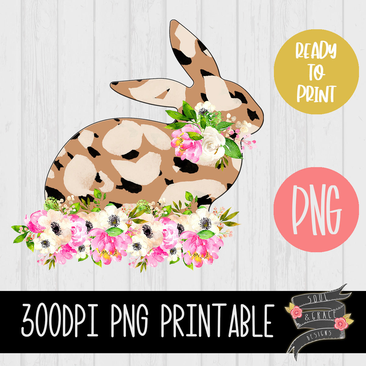 Leopard Bunny with Flowers