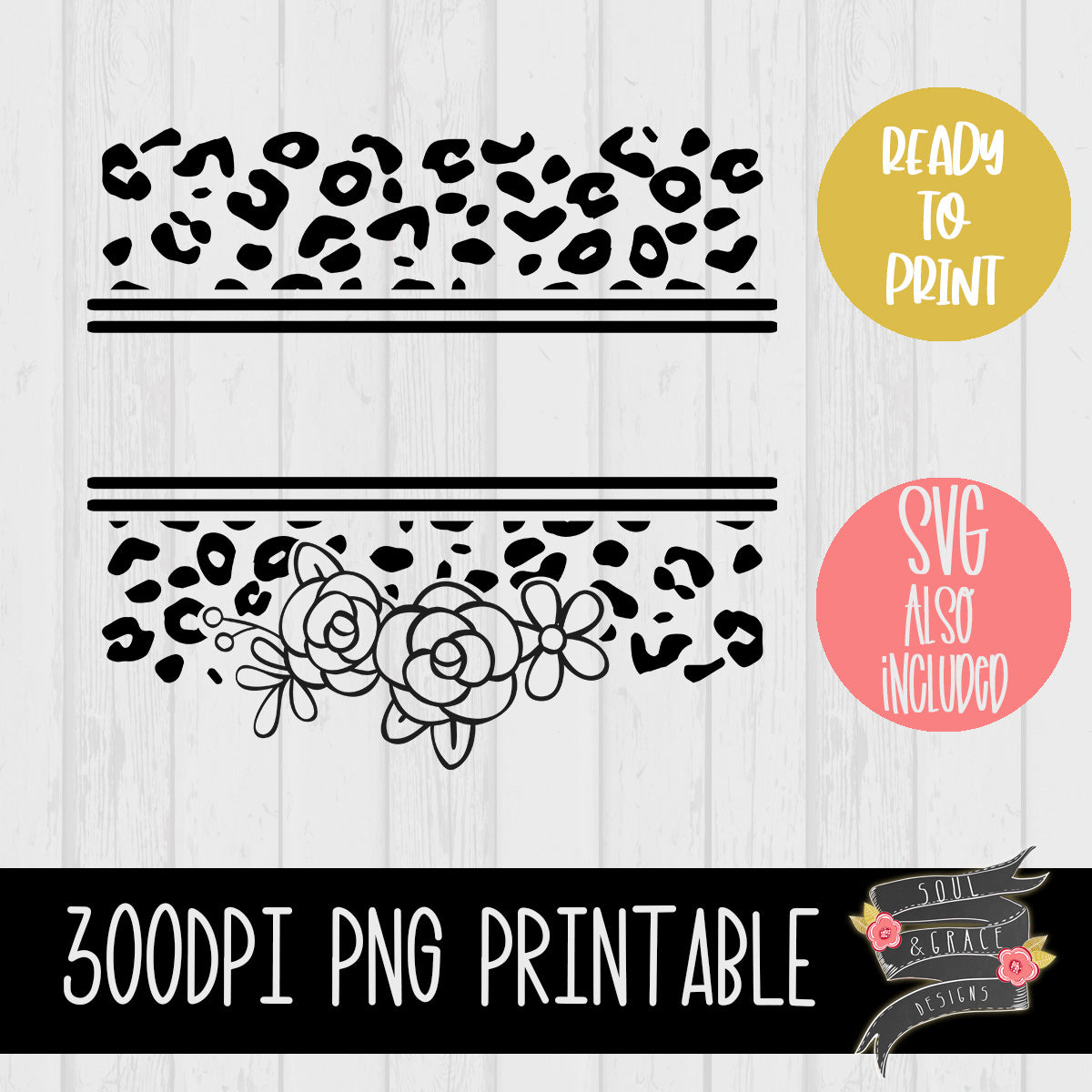 Leopard Floral Split Frame