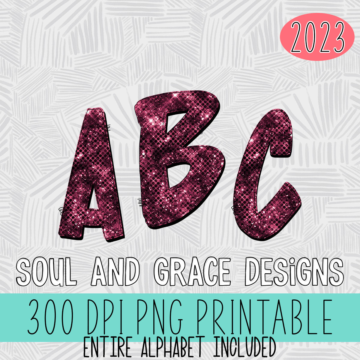 Maroon Sparkle Alphabet