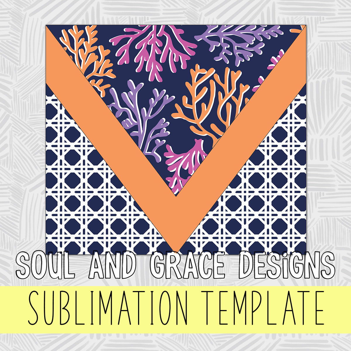 Navy and Coral V Split Tumbler Wrap Design