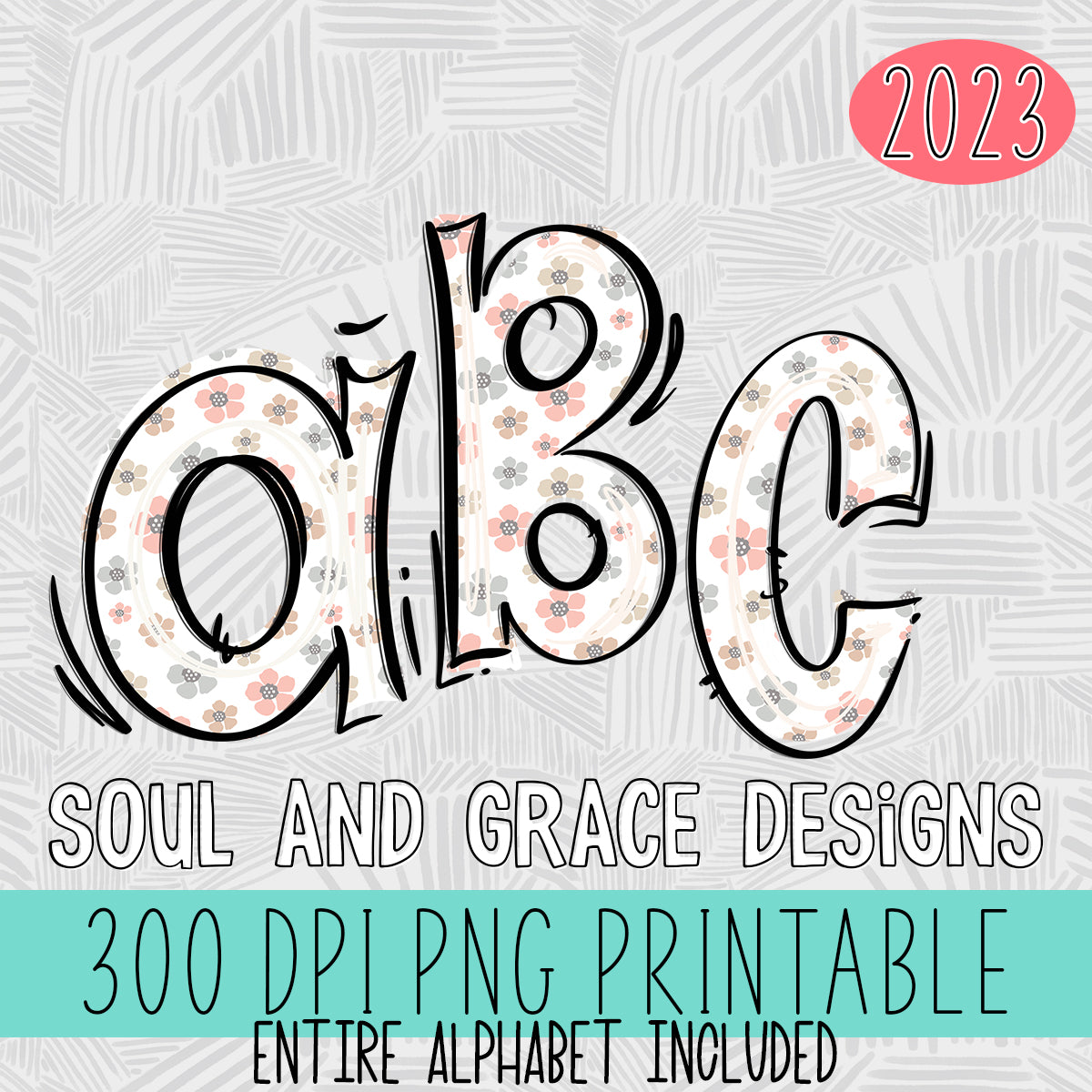 Neutral Flower Doodle Alphabet