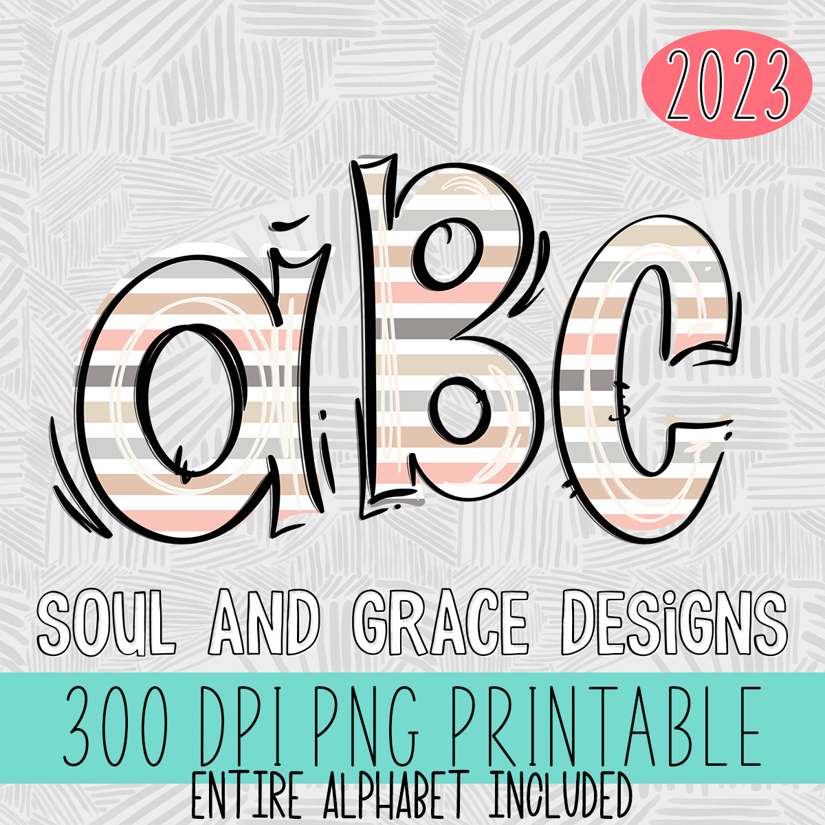 Neutral Stripe Doodle Alphabet