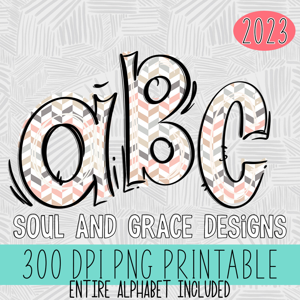 Neutral Zig Zag Doodle Alphabet