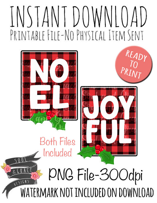 Joyful and Noel Buffalo Plaid Tea Towel Set