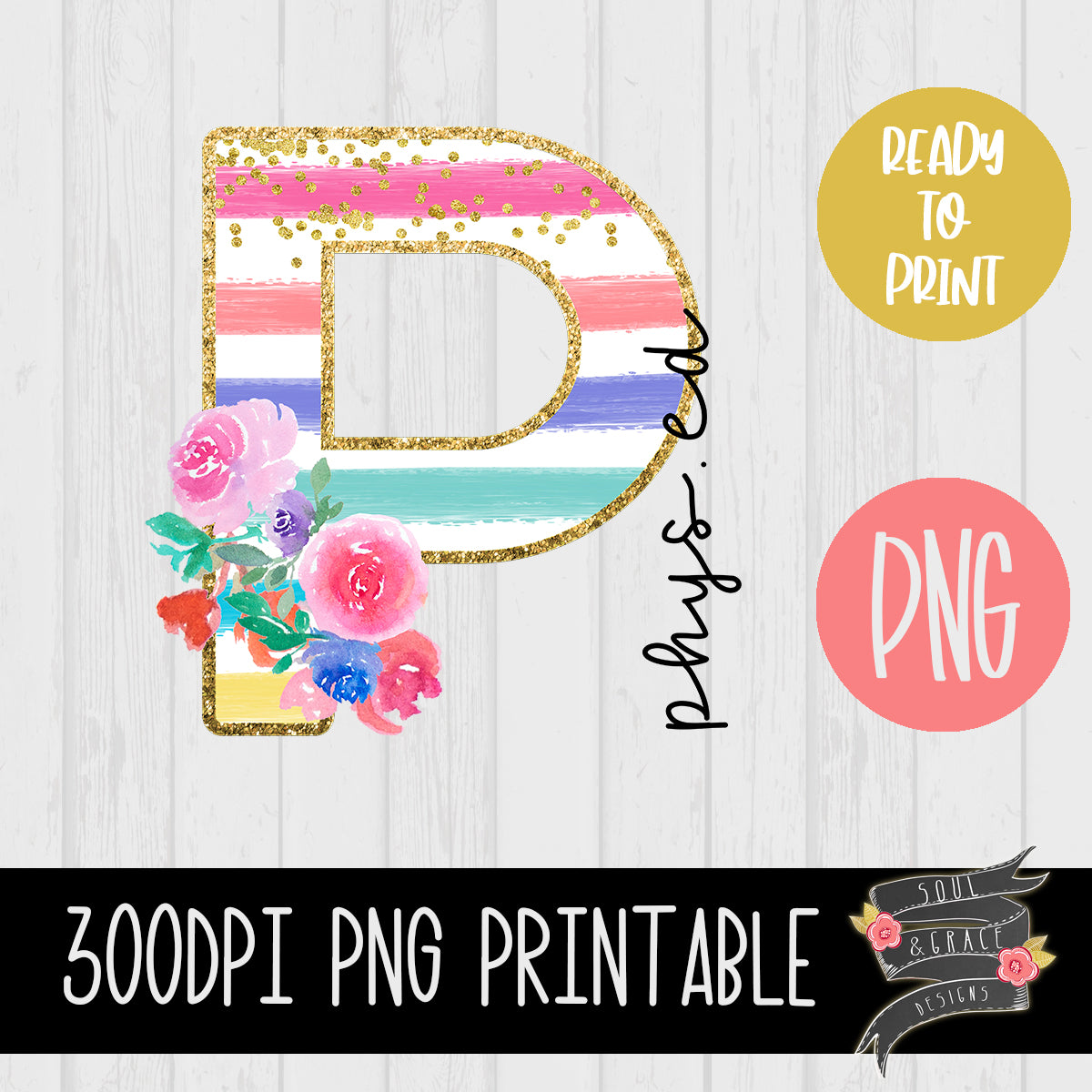 Phys. Ed Teacher Striped Floral