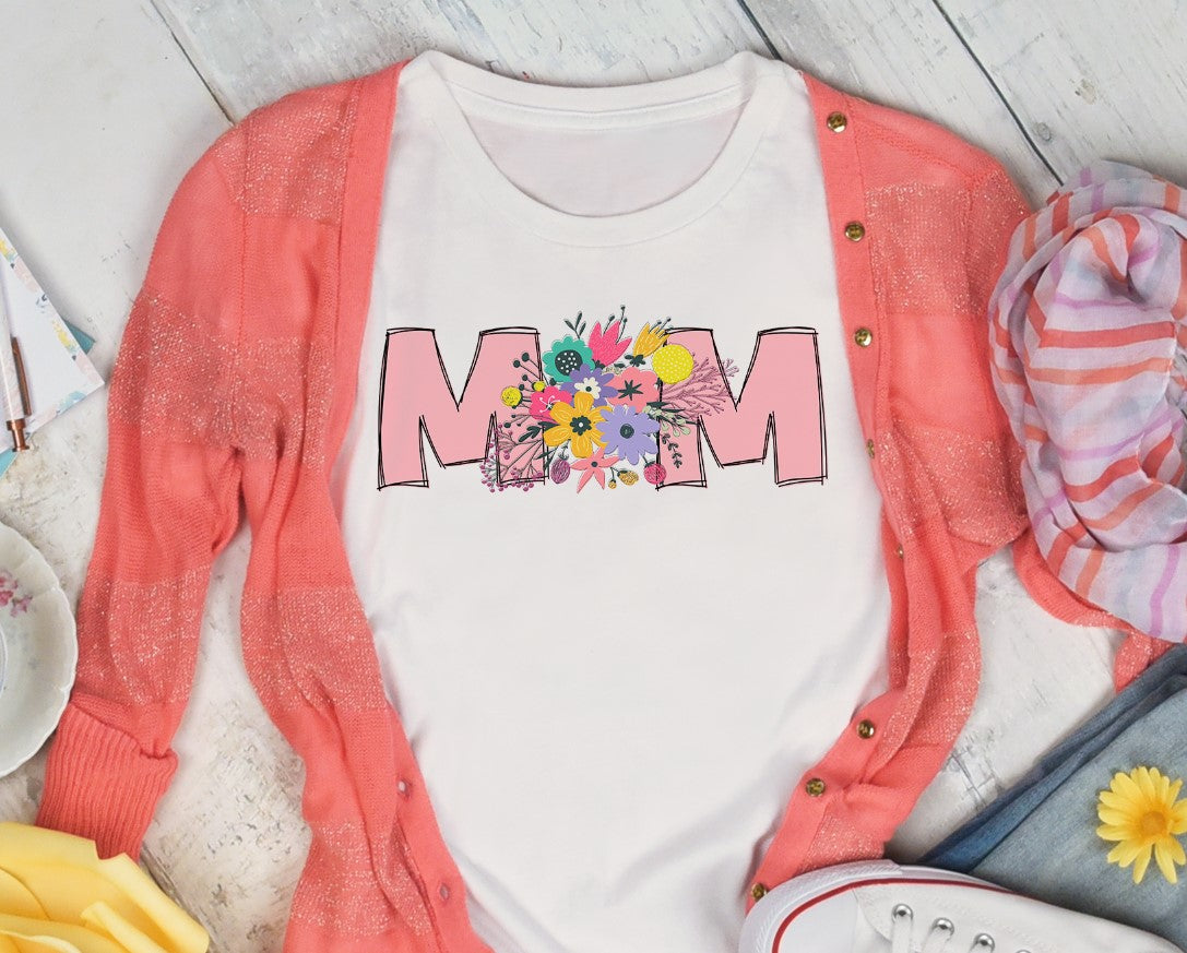 MOM with Flowers - Multiple Color Options