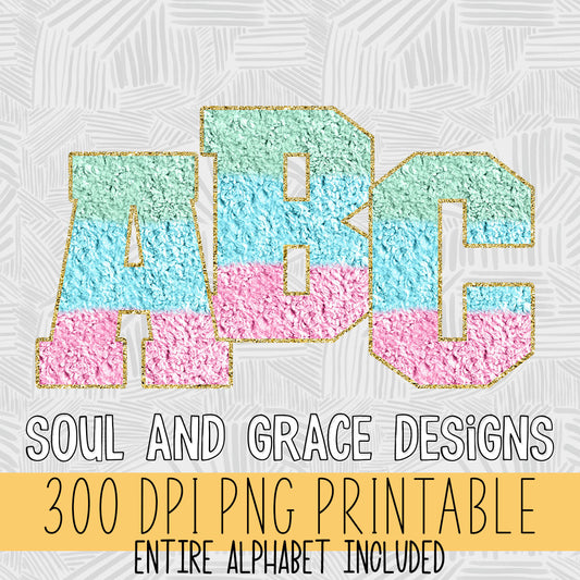 Pastel Striped Chenille Alphabet