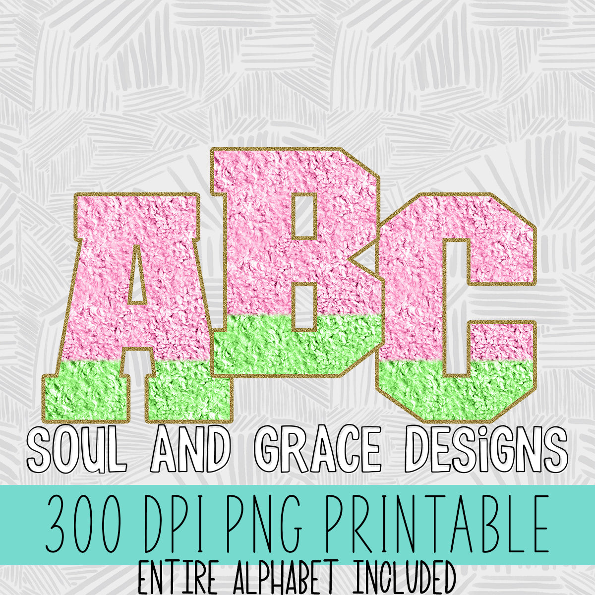 Pink and Lime Green Chenille Alphabet