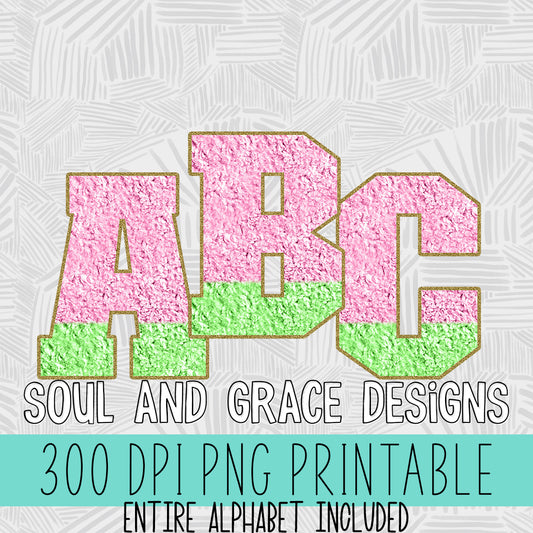 Pink and Lime Green Chenille Alphabet