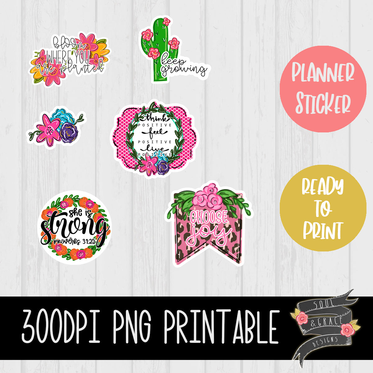 Positive Vibes Print & Cut Planner Stickers