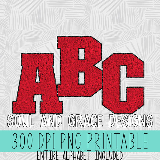 Red with Black Trim Chenille Alphabet