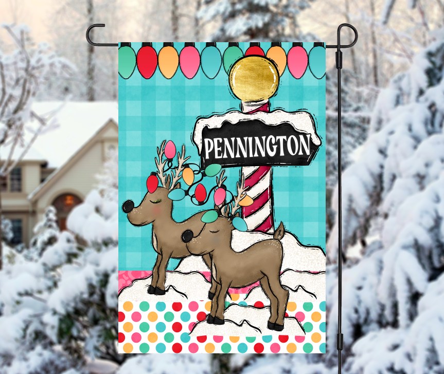 Reindeer Crossing Garden Flag