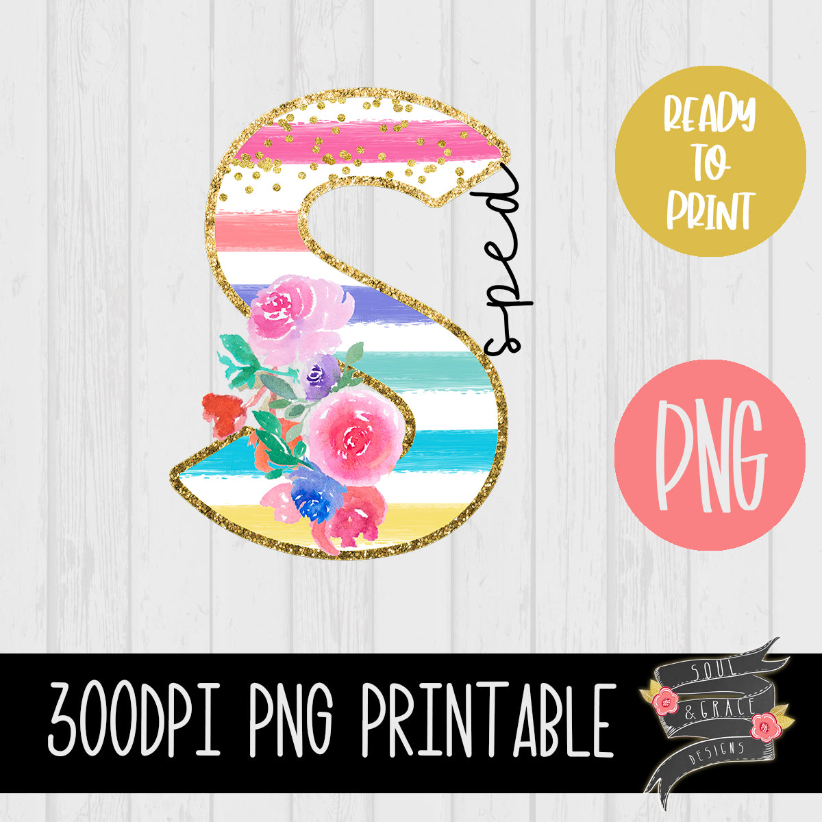 SPED Teacher Striped Floral