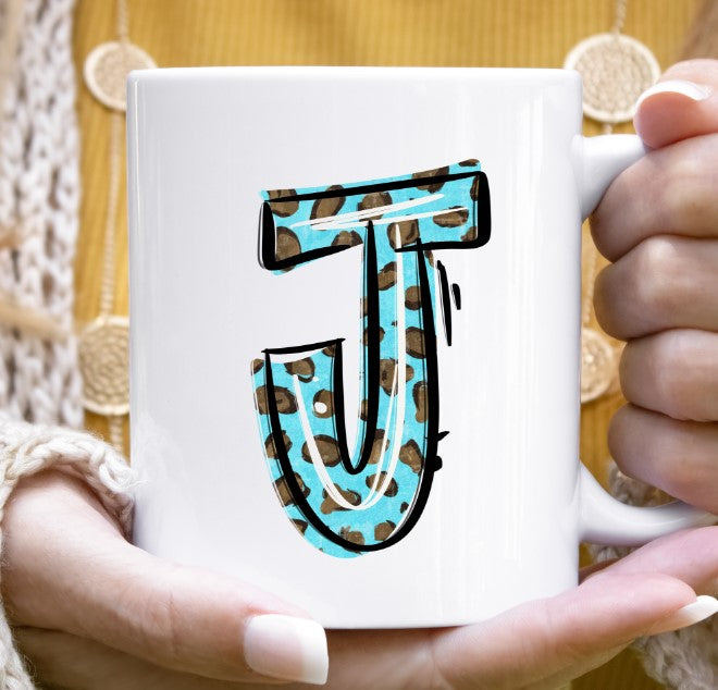 Aqua Leopard Doodle Alphabet