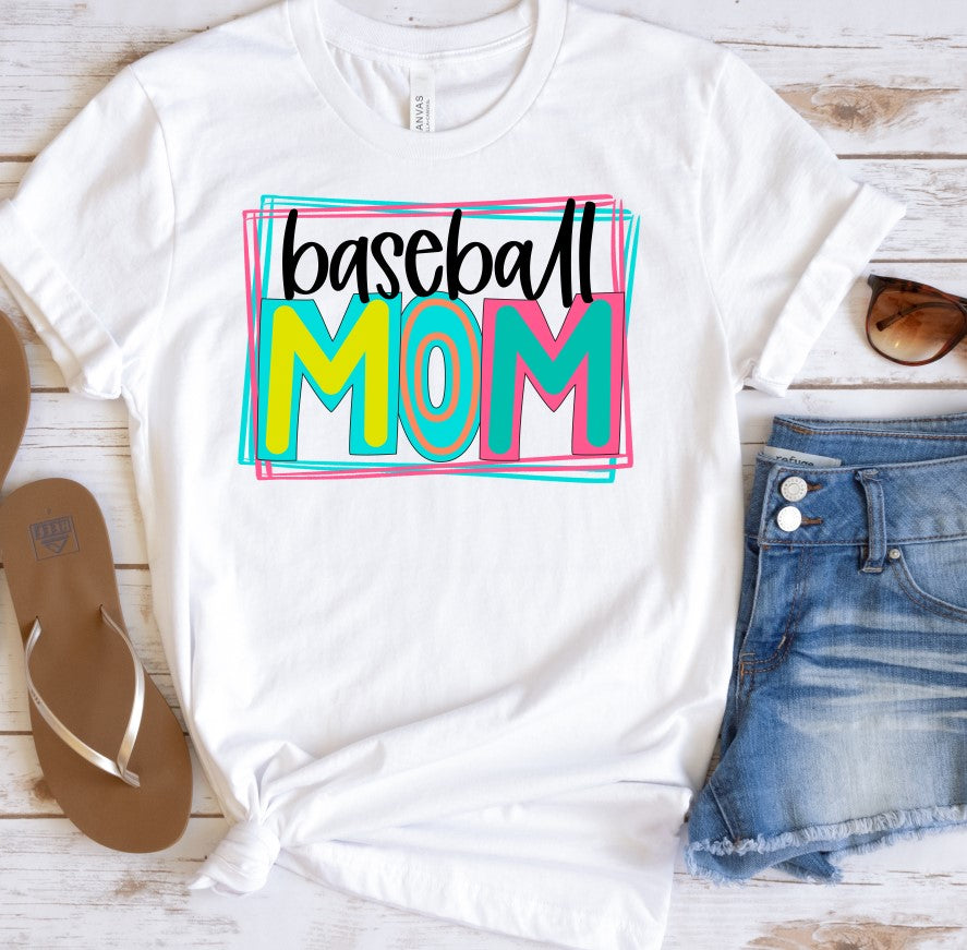 Baseball Mom Bright Letters