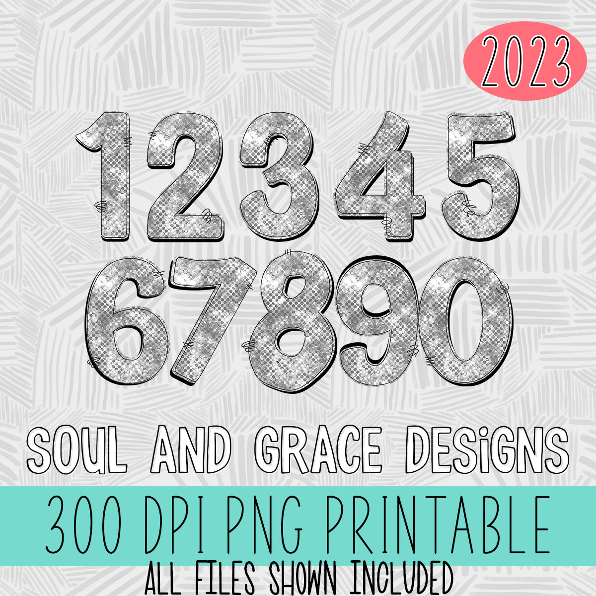 Silver Sparkle Number Set