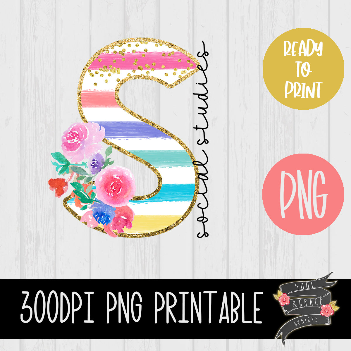 Social Studies Teacher Striped Floral