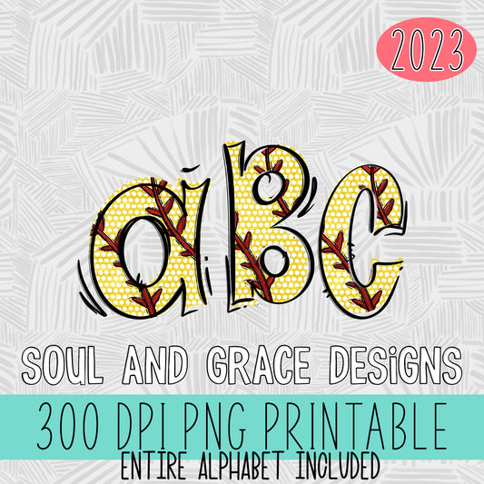 Softball Doodle Alphabet