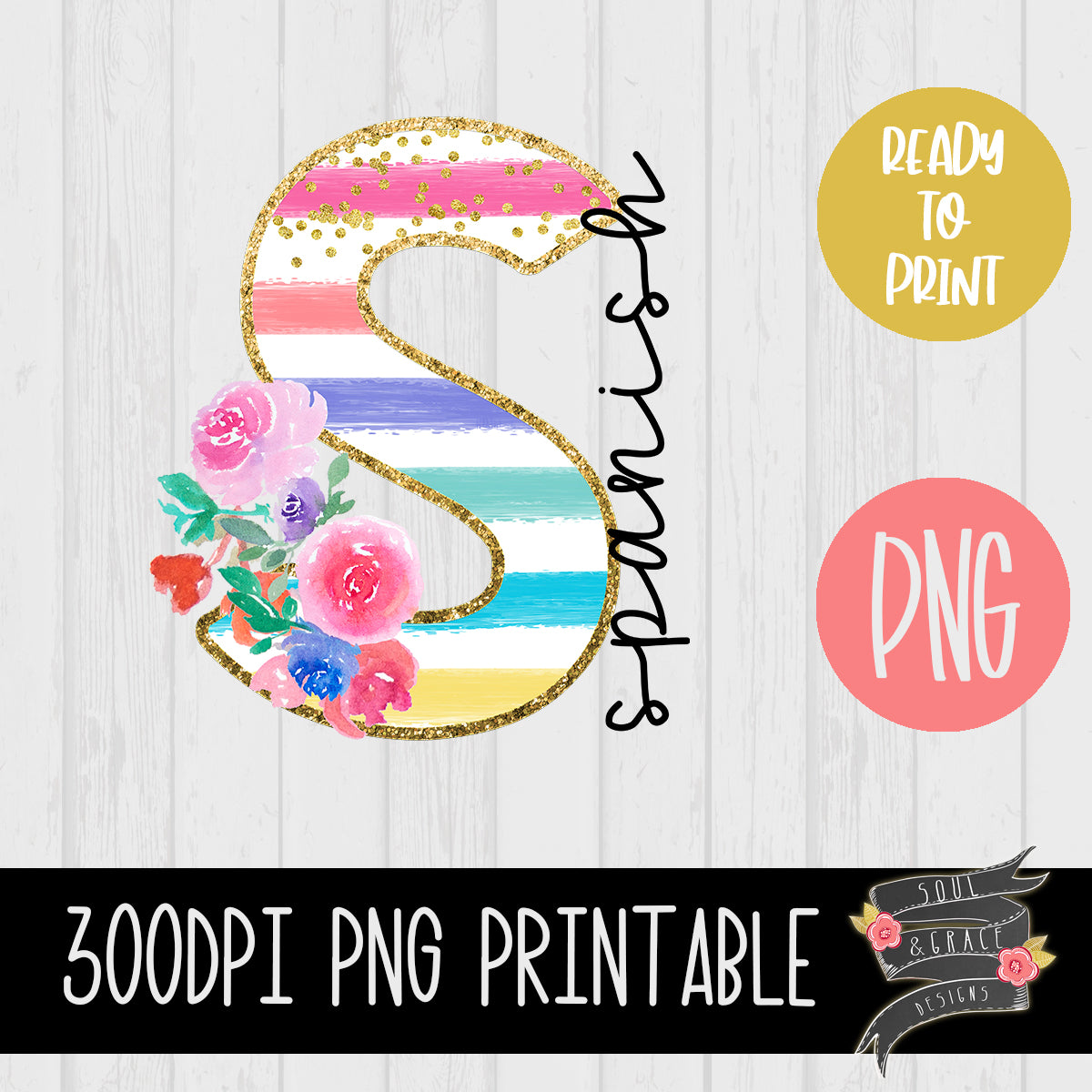 Spanish Teacher Striped Floral