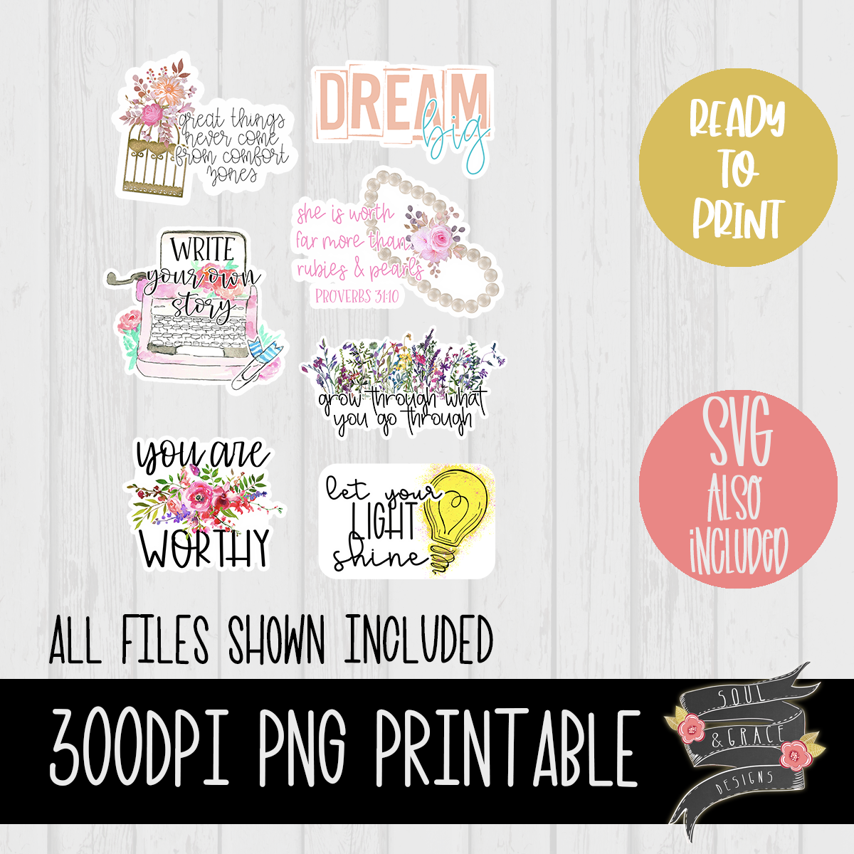 Inspirational Print & Cut Planner Stickers