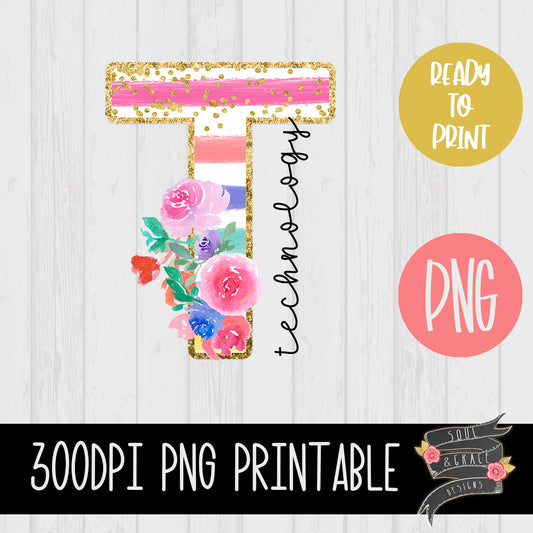 Technology Teacher Striped Floral