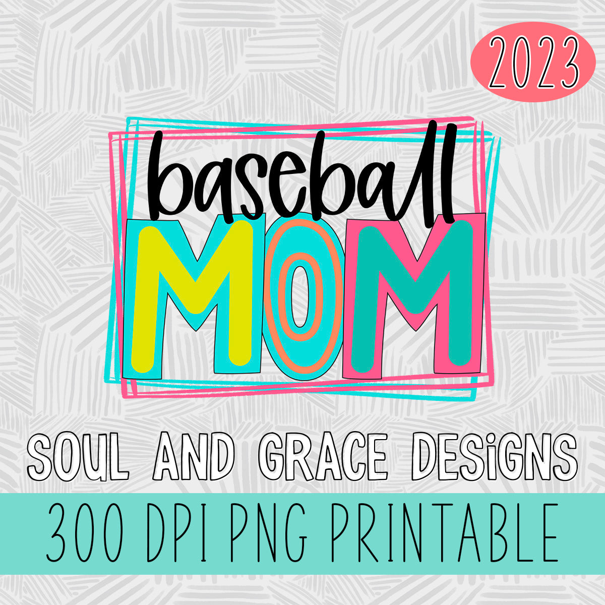 Baseball Mom Bright Letters