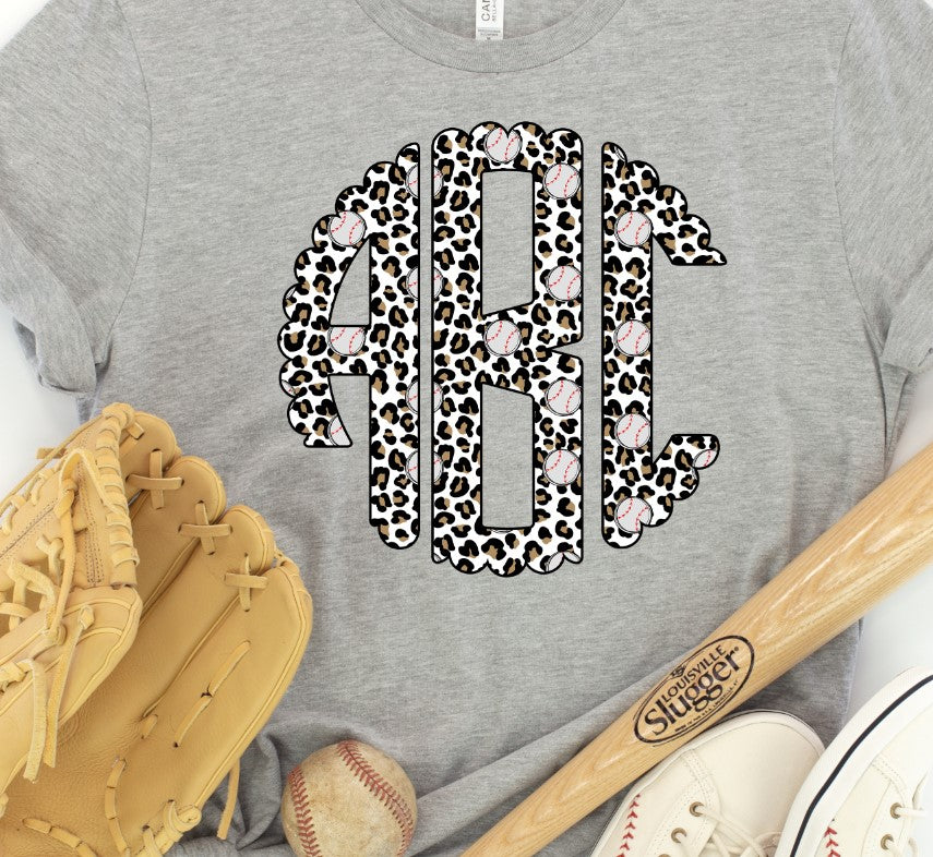 Leopard Baseball Scallop Monogram
