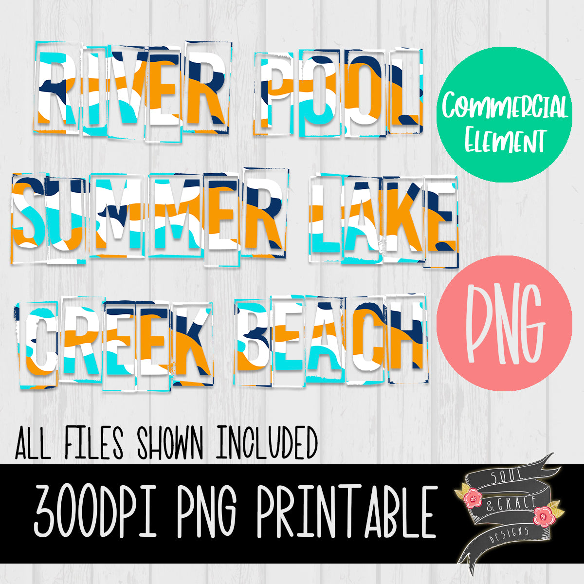 Blue Camo Summer Words